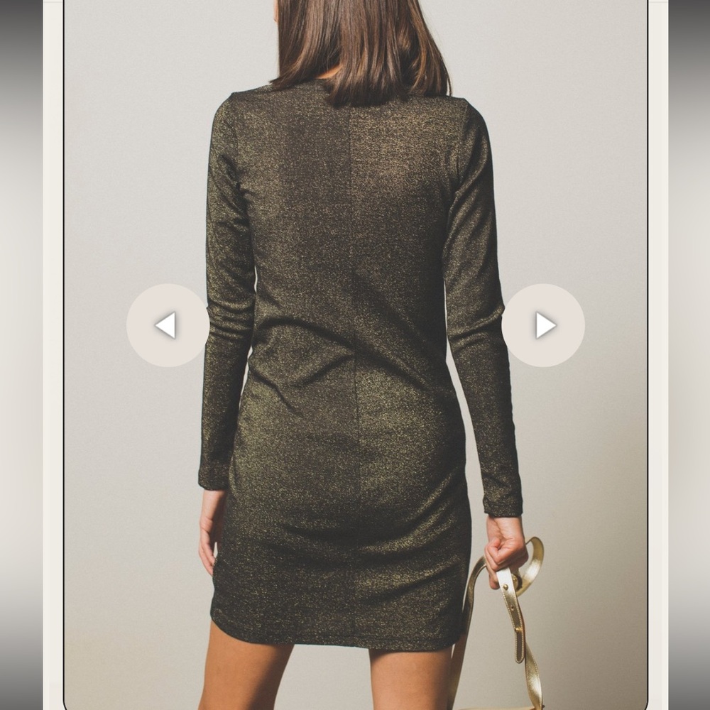 Nation Ltd Little Metallic Dress in Black Gold New With Tags Size Small - Picture 3 of 14